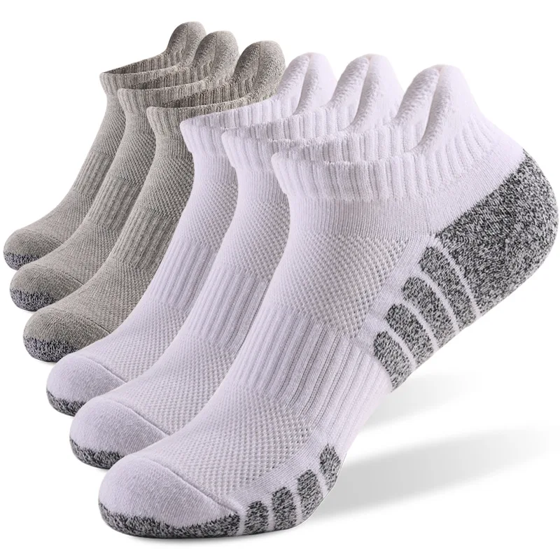 6 pares de calcetines gruesos para correr con parte inferior de toalla, calcetines de malla para barco, calcetines deportivos transpirables antideslizantes, calcetines de corte bajo para hombre, calcetines para mujer