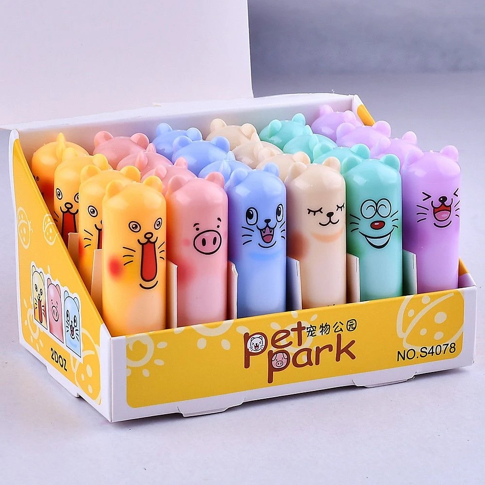 24 stks/partij Hydraterende Fruitsmaak Kleurloos Cartoon Lippenbalsem Natuurlijke Plantaardige Lipgloss Fruit Verfraaien lippenstift Makeup Tools