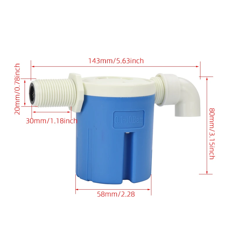 1/2 ''3/4'' 1 ''Prático Controle de Nível de Água Substituição Durável Válvula Flutuante Automática Completa Anti Corrosão Bola de Nylon