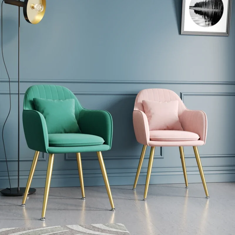 Nordic Fashion Metal Dining Chair - Light Luxury Suede, Modern Makeup Stool, Elegant Seating, Stylish Home Decor
