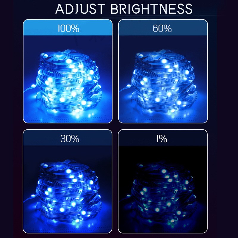 RGBIC USB LED String Lights DIY Outdoor Christmas Tree Decor Fairy Lights 8 Modes Bluetooth APP For Wedding Holiday Party Lighti