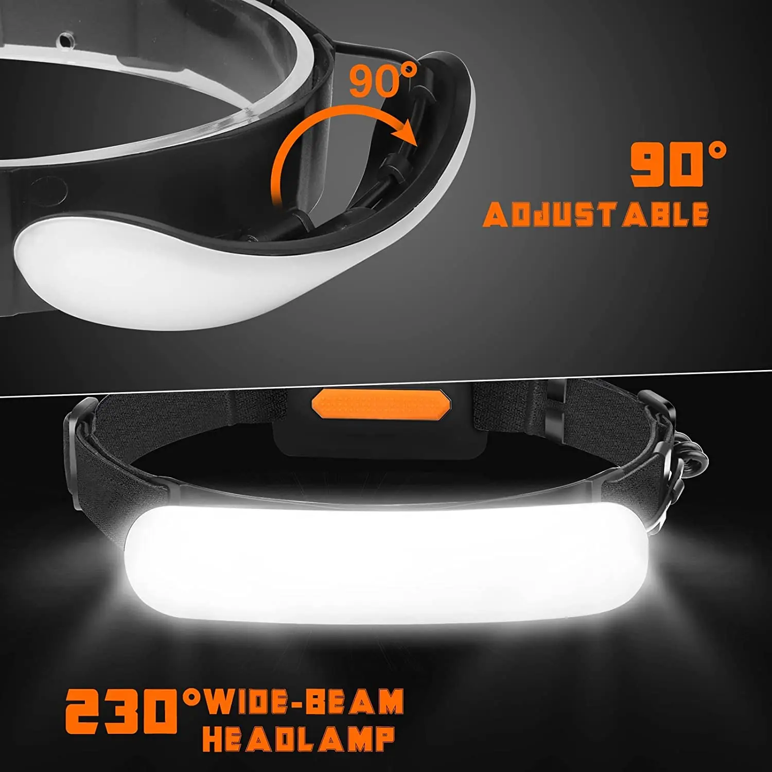 Linterna frontal COB de ángulo ultraancho, 31 Uds., LED, portátil, con batería integrada de 5000Mah, linterna frontal recargable por USB