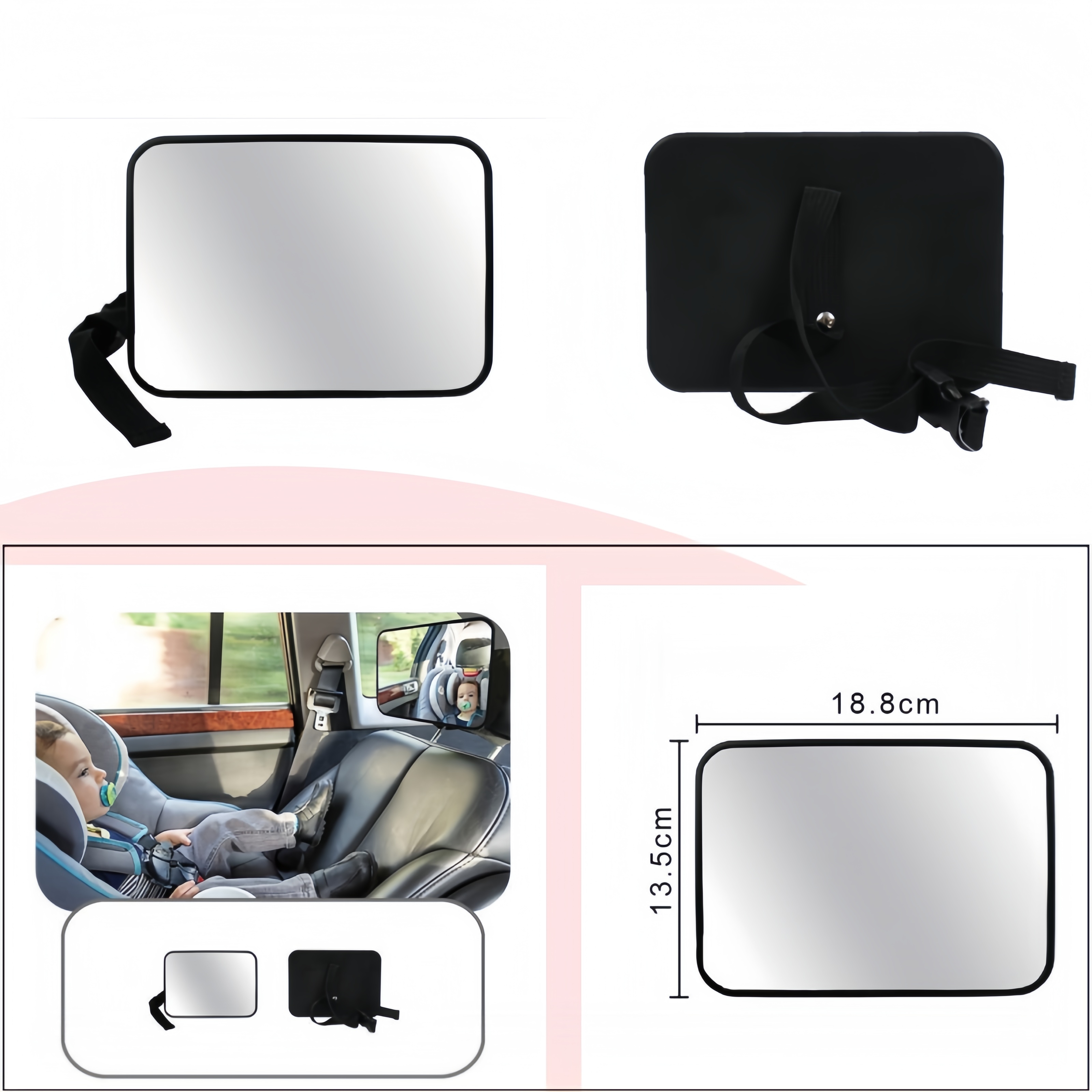 Espelho retrovisor do bebê do carro para segurança da criança ajustável grande angular assento monitor encosto de cabeça montagem fácil instalar acessórios interiores