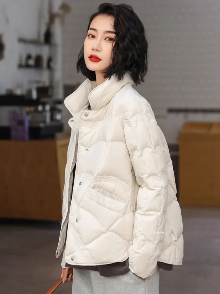 女性のための韓国のファッショナブルなショートジャケット,カジュアル,超軽量,冬,防風,4xl,5xl,2023