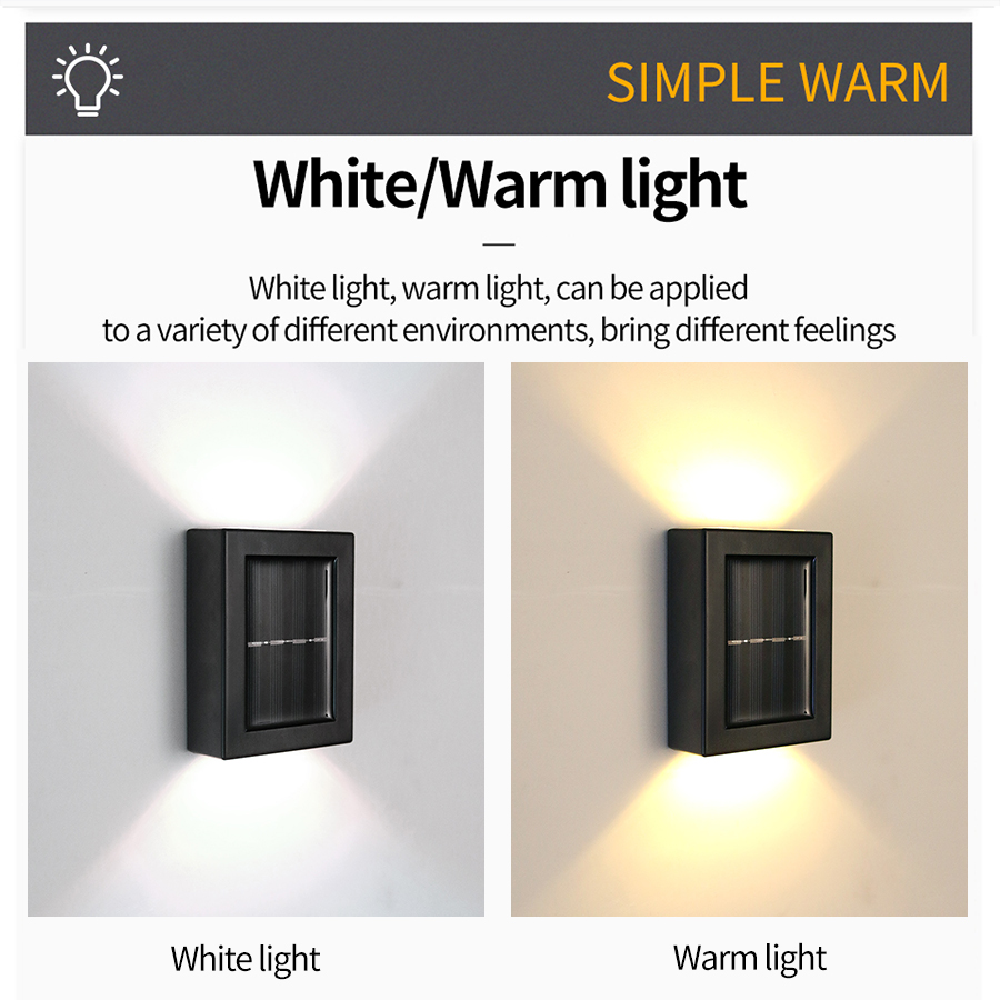 Lumière solaire extérieure haut et bas mur rondelle lumière étanche lampe solaire pour jardin cour porche rue paysage balcon décor