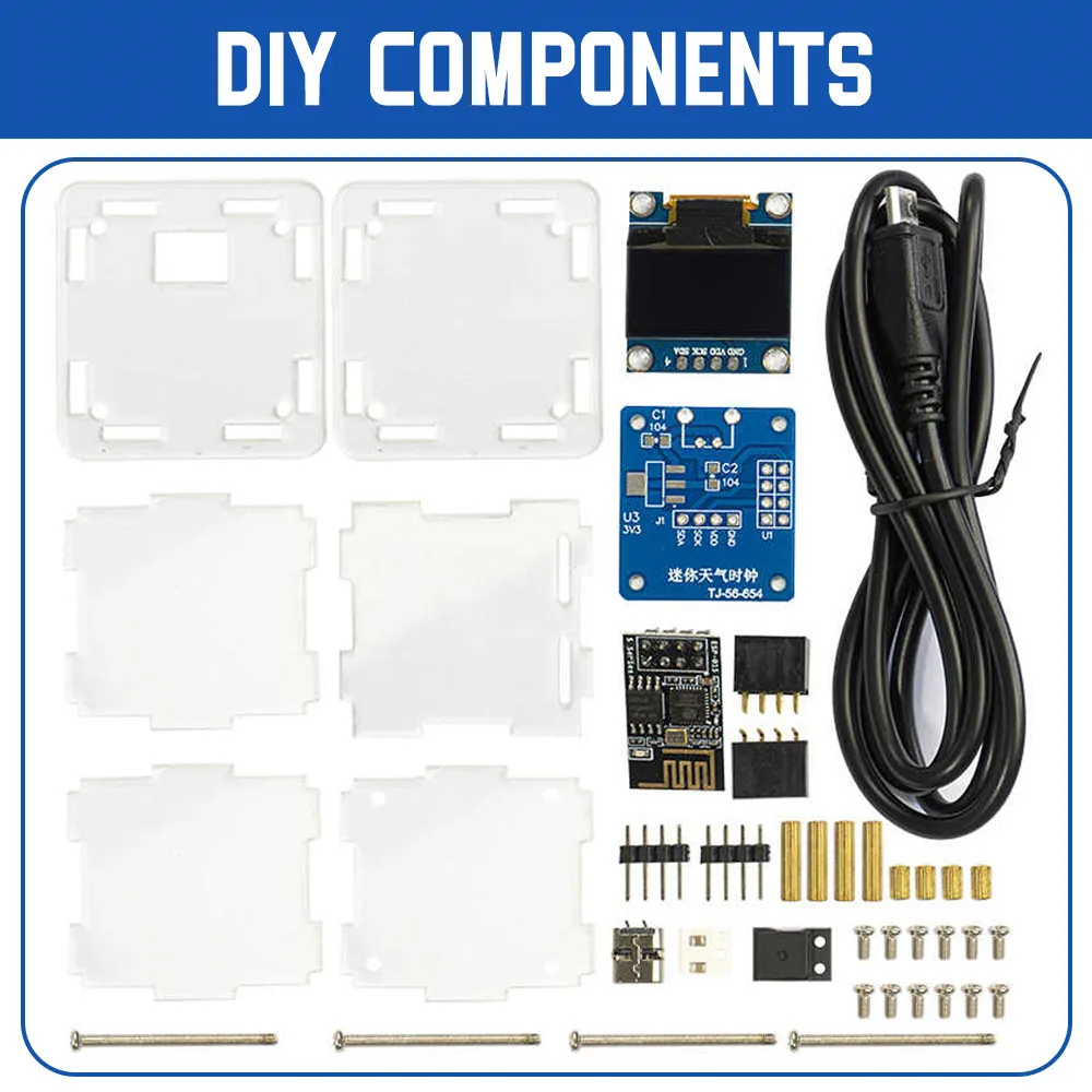 Kit de reloj Digital DIY ESP8266 MINI reloj meteorológico WIFI práctica de soldadura estación meteorológica multifuncional electrónica