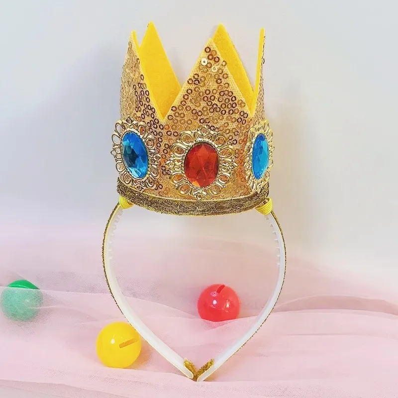 Brzoskwiniowa księżniczka Cosplay opaska z koroną niestandardowe rekwizyty fotograficzne dziewczyny Halloween karnawałowe przyjęcie rolowe garnitur akcesoria nakrycia głowy