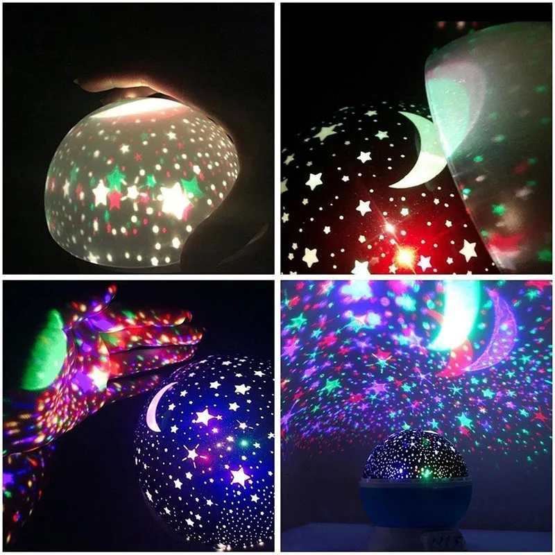Estrela lâmpada do projetor lua galáxia crianças quarto led night light decoração da lâmpada do bebê rotativo estrelado projetor candeeiro de mesa presente