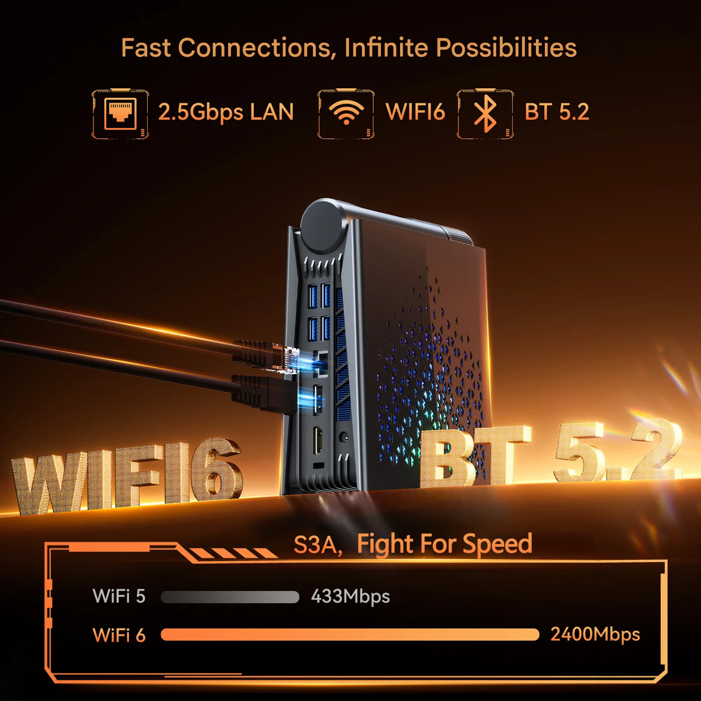 ACEMAGIC S3A MINI PC AMD Ryzen 7 6800H 16/32GB RAM 512GB/1TB SSD Windows 11 Pro MINI Computer Wifi6 BT5.2 4K Triple Display