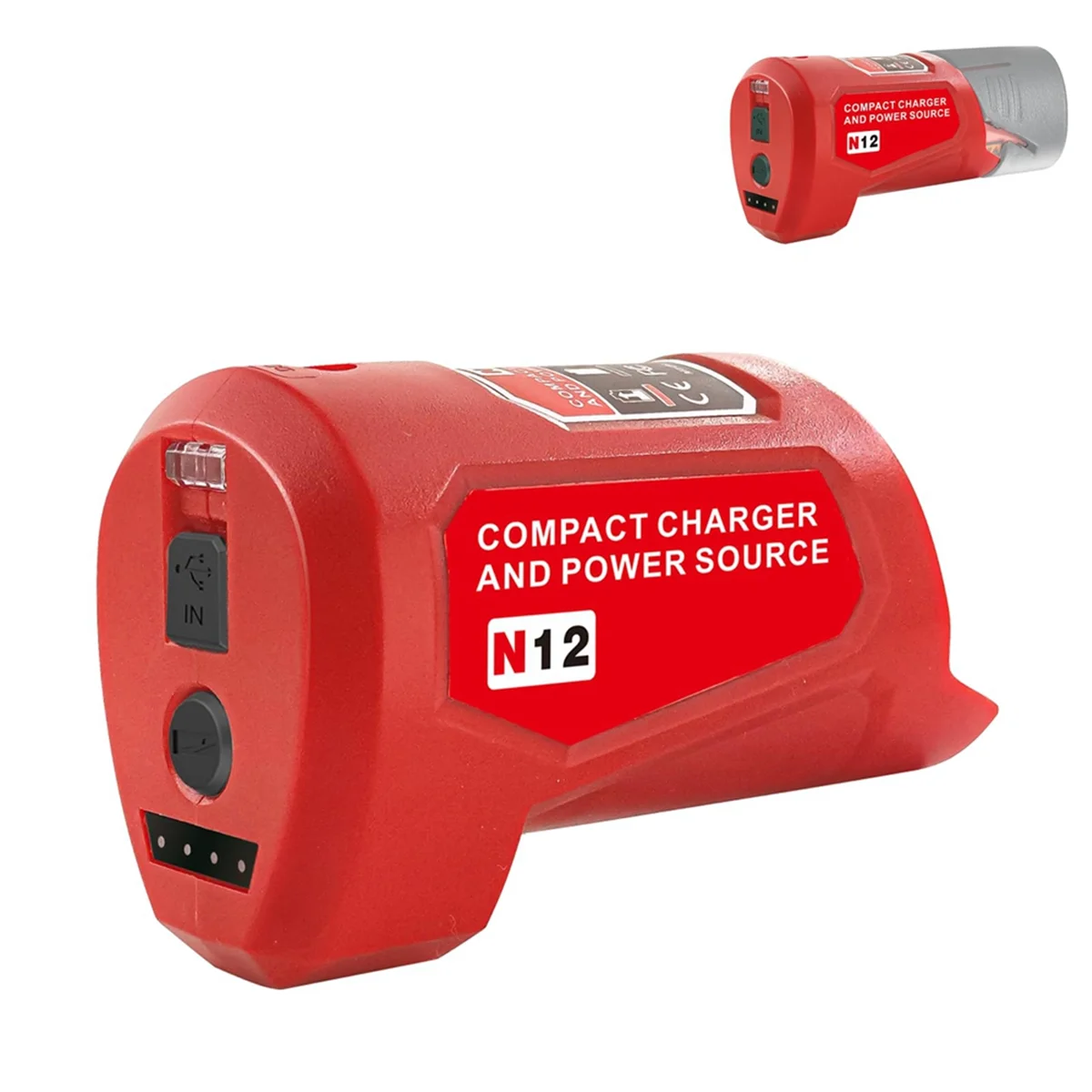 Better Quality N12 Battery Power Source Adapter for Milwaukee 12V M12 Battery Power Wheel Charger Adapter with 12V DC Port USB2.