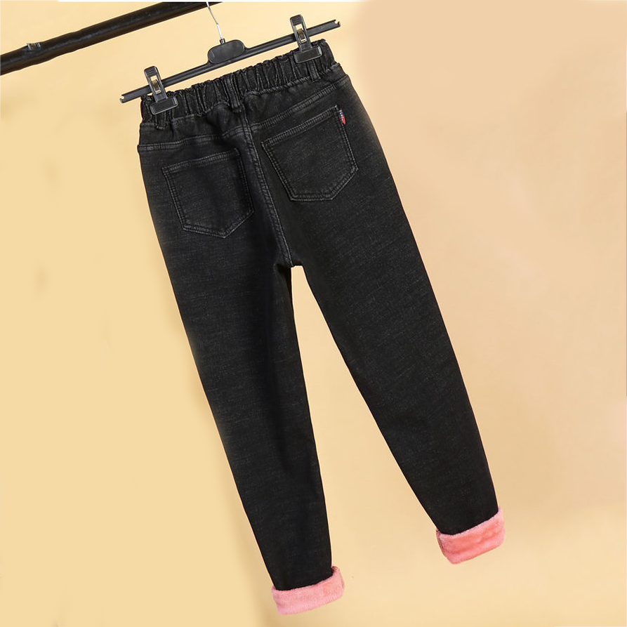 特大 L-6xl 冬厚みだぶだぶのデニムパンツ女性カジュアルハイウエストプラスベルベットハーレムジーンズヴィンテージ暖かいルーズ Vaqueros