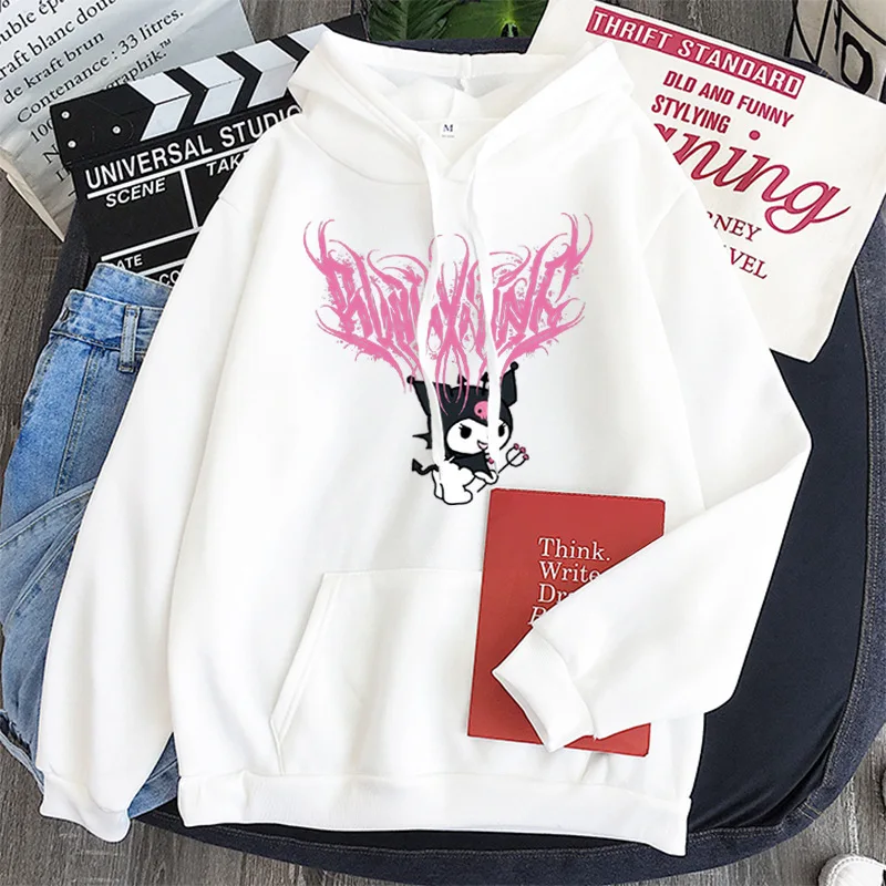 Sudadera con capucha de Anime japonés Sanrio Kuromi para mujer, sudadera Y2K para estudiantes, jersey de ocio y deportes al aire libre para primavera y otoño