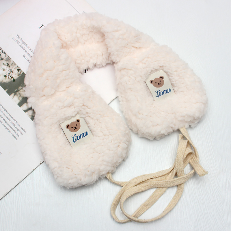 Cache-oreilles en peluche ours mignon pour adultes et enfants, cache-oreilles ajustables, couvre-oreilles en dentelle, sac, chaud, hiver, mode coréenne