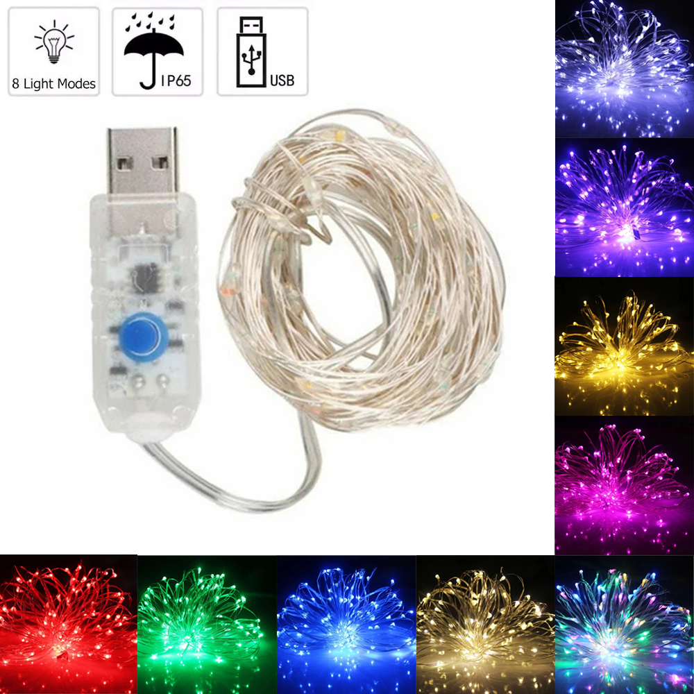 1m - 10m USB Led Фонари 8 режимов на открытом воздухе Домашние венки Свадебная строка Украшение Рождественской вечеринки Медные фонари Линии