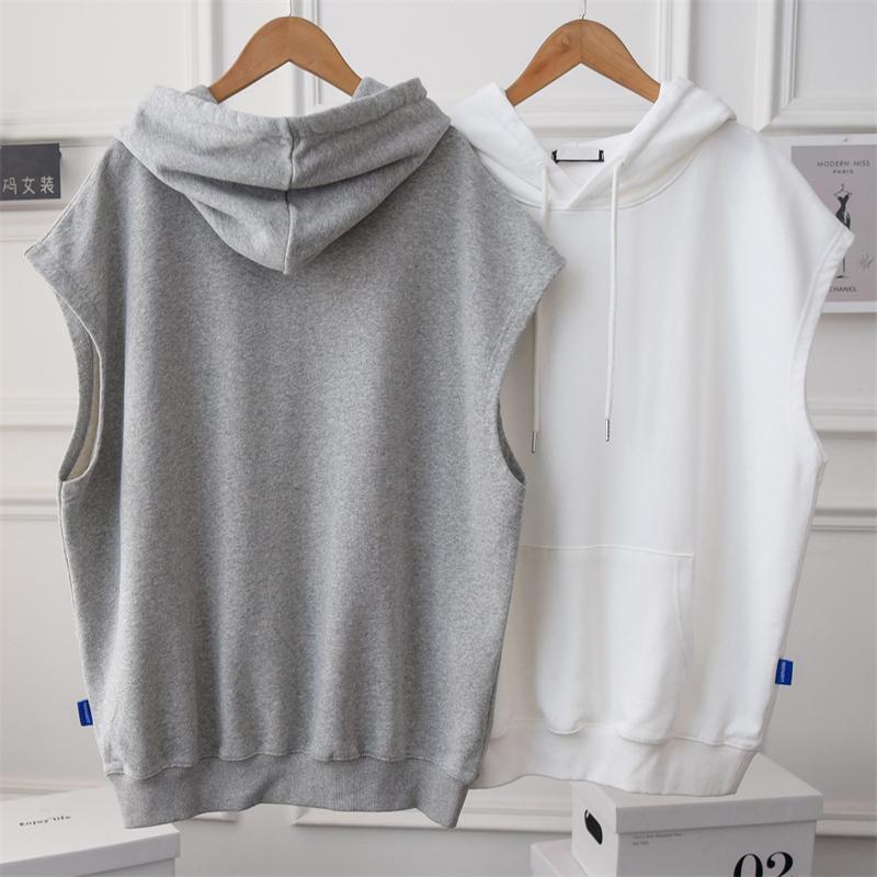Sudaderas con capucha de talla grande para mujer 4XL 150kg sudadera sin mangas chaleco ropa señoras Tops sueltos Casual