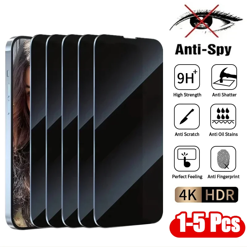 1-5 шт. антишпионское закаленное стекло для iPhone 16 14 13 11 15Pro Max Mini 7 8 Plus Защитная пленка для экрана для iPhone 15 X XR XS MAX