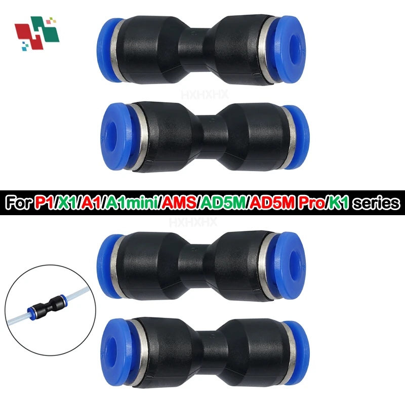 Encaixe pneumático para impressora 3d bambu lab x1c x1 p1p p1s tubo ptfe 1.75mm extrusora de filamento buambulab ams conector pneumático
