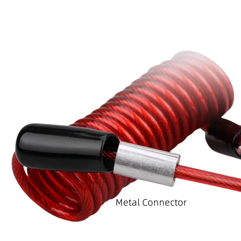 Cabo de lembrete retrátil anti-roubo de 1,2 metros para bloqueio de disco de alarme de bicicleta/motocicleta, alta elasticidade, 3 cores