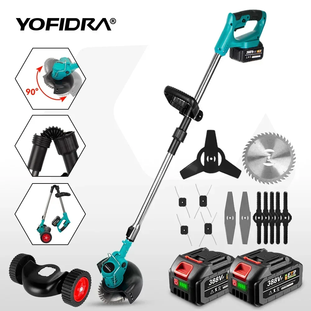 YOFIDRA เครื่องตัดหญ้าไฟฟ้ามือถือความยาวปรับเครื่องตัดไร้สายสวนหญ้าตัด Trimmer สําหรับ Makita 18V แบตเตอรี่ Pin