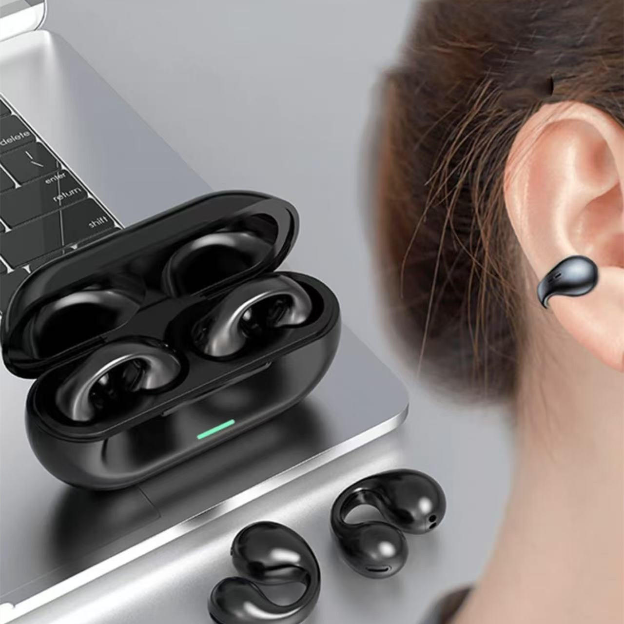 T75 Fone auriculares Bluetooth 5,3 auriculares inalámbricos de conducción ósea Clip oreja música cancelación de ruido llamada HD auriculares deportivos para juegos