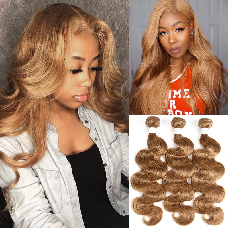 Body Wave Human Hair Bundles น้ําผึ้งสีบลอนด์สีผมมนุษย์รวมกลุ่มบราซิล Remy Hair Bundle ข้อเสนอ 1 PC KEMY HAIR