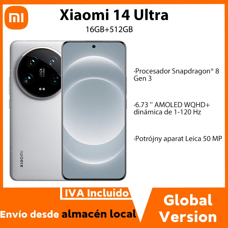 Wersja globalna Xiaomi 14 Ultra Telefony komórkowe Snapdragon ®   8, generacji 3, 120 Hz, 6,73 cala, wyświetlacz AMOLED, 90 W, czterokątna kamera HyperCharge Leica, IP68