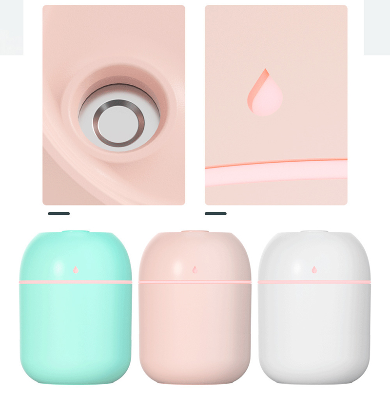 ABS Water drop 220ML Small Air Humidifiers for Home with 1M USB 6-10H Spray Diffuser Aroma Essential Mist Maker Colorful light