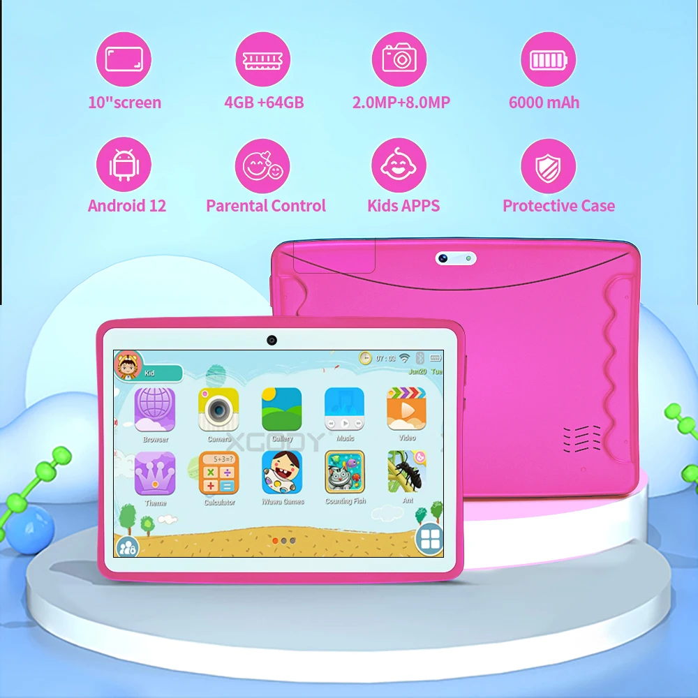 Новый 5G Kids Pad 10,1-дюймовый планшет Android Google Play четырехъядерный процессор 4 ГБ ОЗУ 64 ГБ ПЗУ FHD Дисплей Dual SIM Dual WiFi 5000 мАч