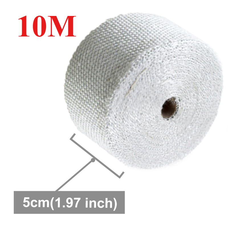 5 CM * 10 M Uitlaatpijp Isolatie Thermische Warmte Wrap Roll Isolatie Katoen Banaan Doek Motorfiets Glasvezel Hitteschild tape