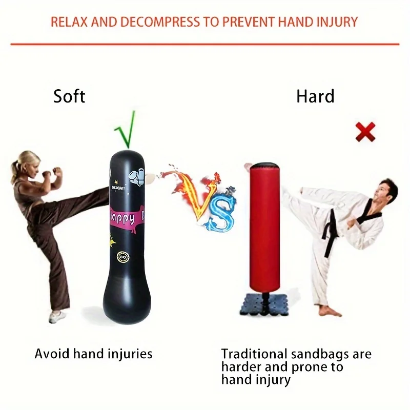 Inflatable Bopper Kids Punching Bag with Bounce-Back Action Inflatable Toys Bop Bag for Kids Presents with OPTIONAL Gloves