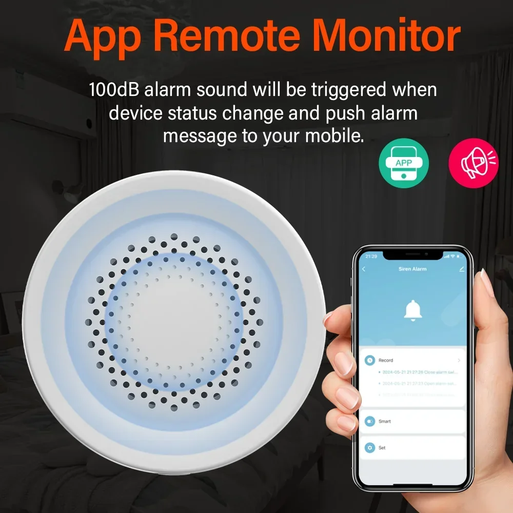 Tuya zigbee wi fi sirene alarme para segurança em casa inteligente 100db alto-falante funciona com alexa yandex alice requer tuya zigbee hub.