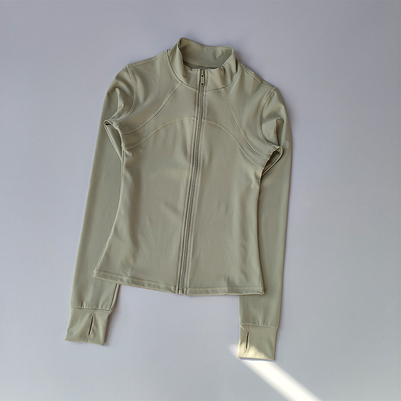 Traje de Yoga para mujer, chaqueta deportiva de manga larga con cuello levantado de gama alta, entrenamiento para correr, Top deportivo, traje para correr a prueba de viento