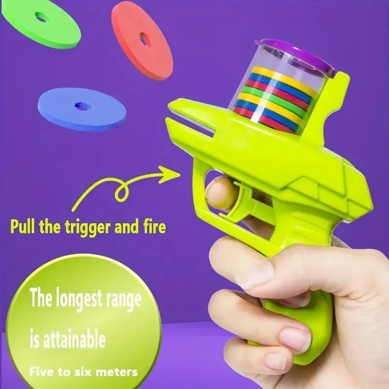 Pistola de zanahoria OVNI para niños, pistola de balas de seguridad, 15 EVA, juguete para exteriores, batalla de balas, juguete interactivo divertido de descompresión