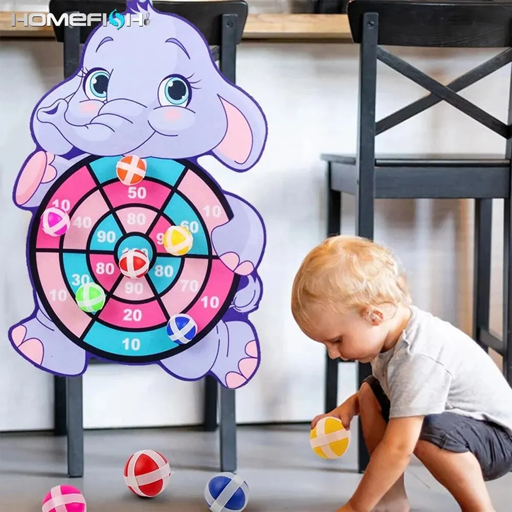 เด็ก Sticky Ball สัตว์ Dartboard ในร่มและกลางแจ้งกีฬาผู้เล่นหลายเกมการ์ตูนสัตว์ Dartboard ของเล่น