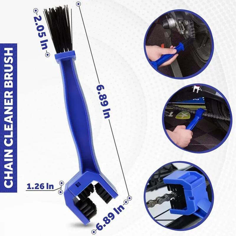 Pulitore per catena portatile Spazzola per pulizia catena per bici da strada per moto Spazzola per pulizia bicicletta Strumenti per moto Strumento per manutenzione pulitore per catena
