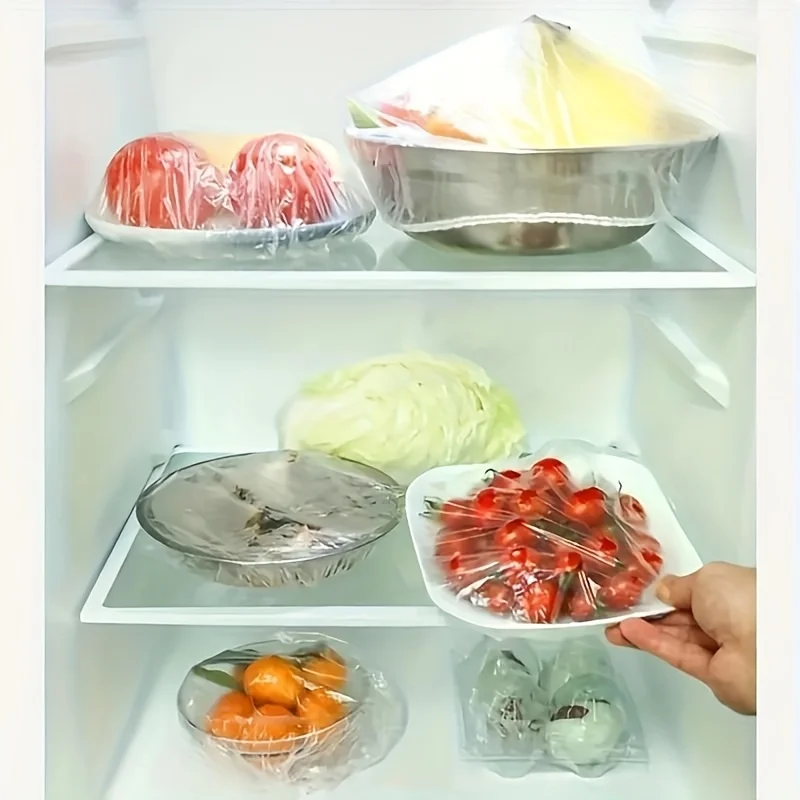 100 coperture elastiche riutilizzabili per alimenti - Guarnizioni trasparenti per piatti per ciotole estensibili (alternativa per coperture per stagnare e gastronomia)