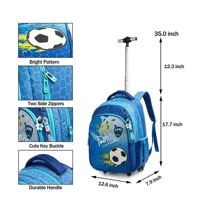 Mochila escolar con ruedas para niños, mochila con ruedas para niños, bolso escolar con ruedas, conjunto de bolsa con ruedas para equipaje de viaje para niños