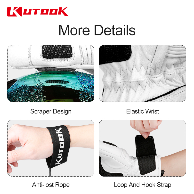 KUTOOK 冬スキー手袋ヤギ皮サーマルスキースノーグローブスノーモービルミトン屋外スノーボード手袋防水アクセサリー