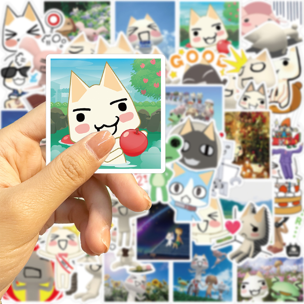 50 個漫画猫ステッカーかわいい防水落書きビニールデカールラップトップギタースーツケーススケートボード