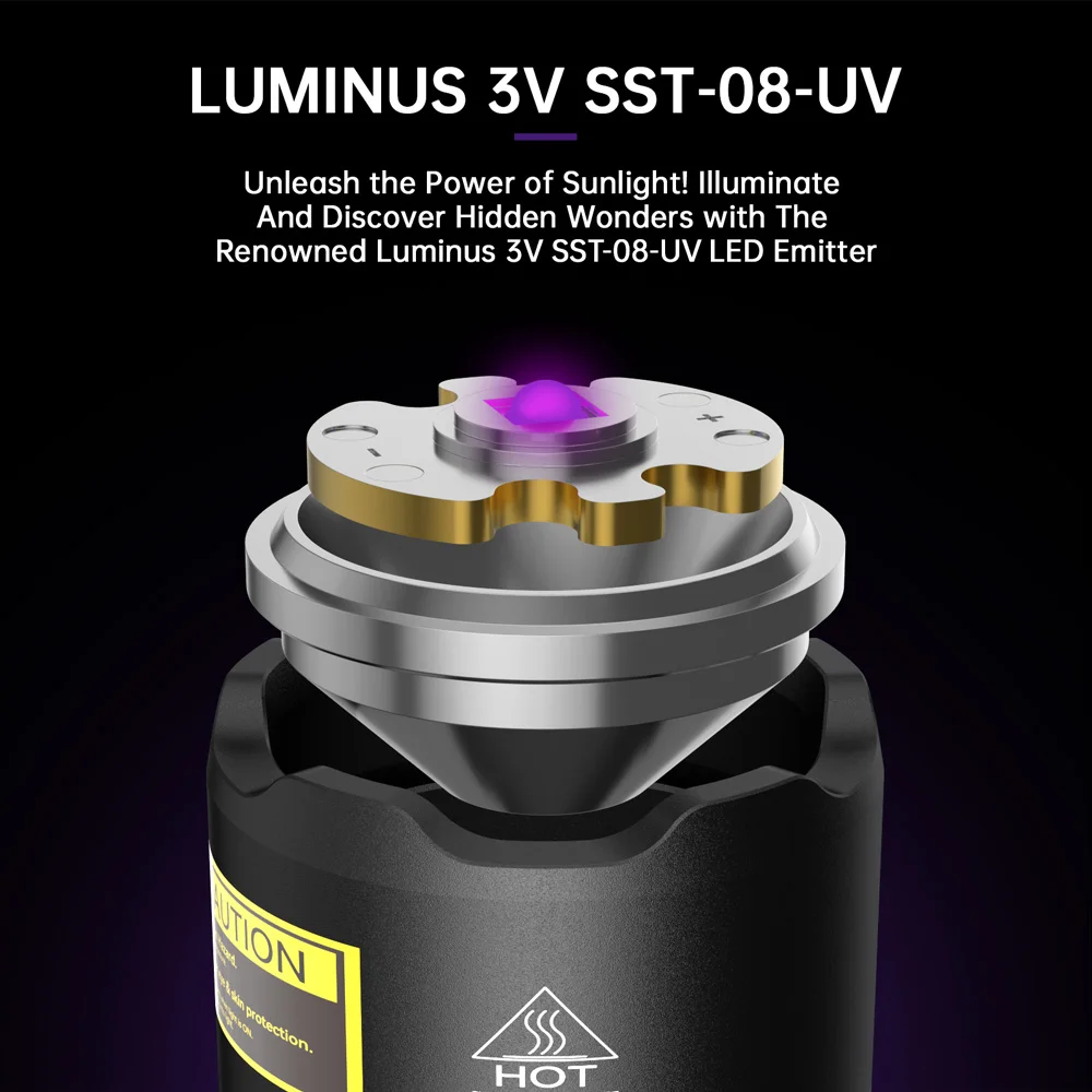 Sofirn SF16 SST08 linterna UV 365nm portátil 18650 USB C antorcha ultravioleta recargable para detección/mascotas/urina/manchas