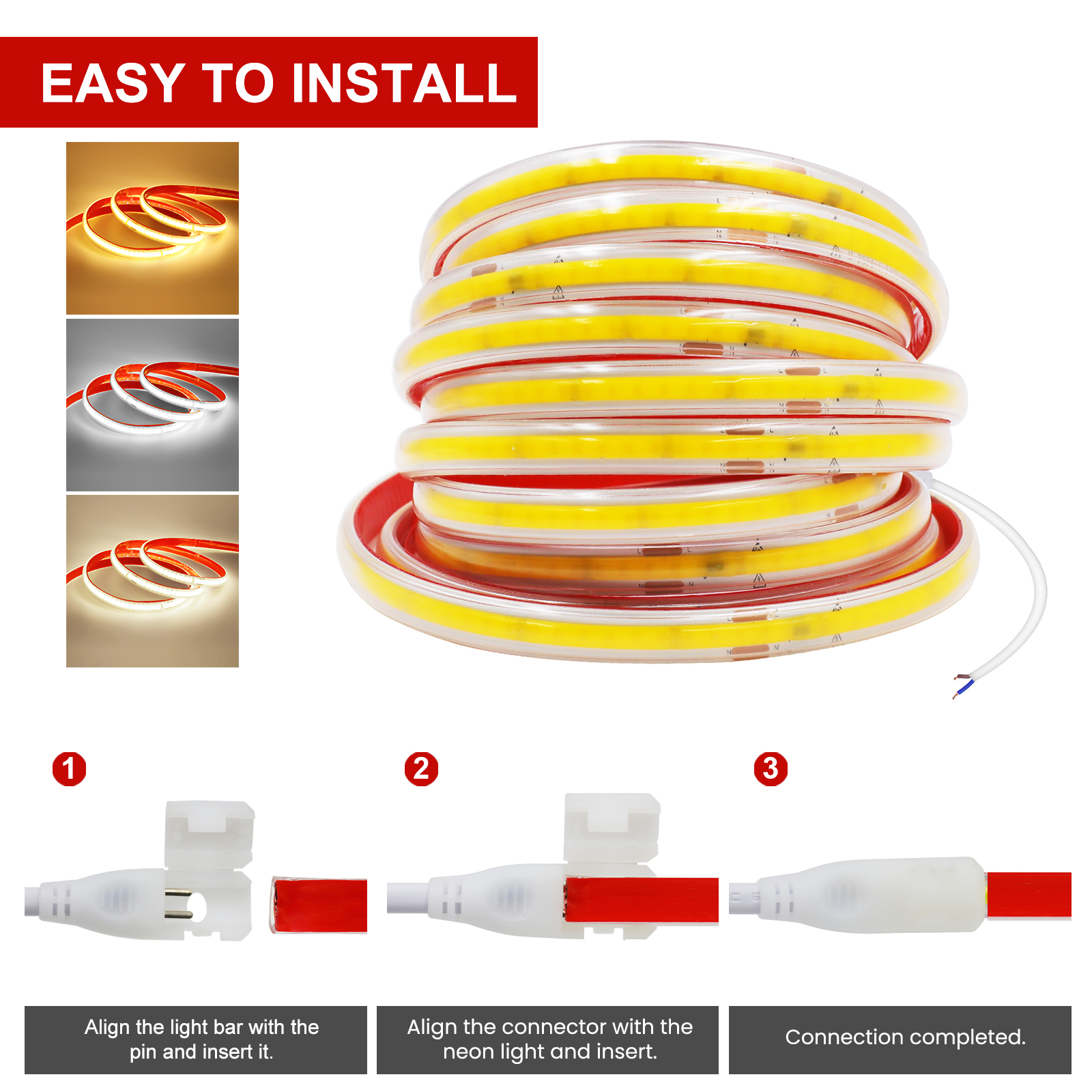 AC 220 V COB Strip 240 Leds/M IP65 Waterdicht 3000 K 4000 K 6000 K Flexibele Lint Touw LED Licht 10 CM Cut Zelfklevende Diode Tape