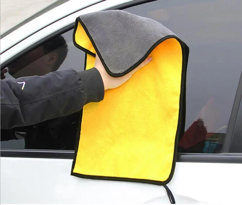 Toallas de limpieza de coche de microfibra de 30x30cm, paño de secado para lavado de coches, toalla de microfibra con dobladillo, paño de lavado para el cuidado, accesorios para detalles de coches