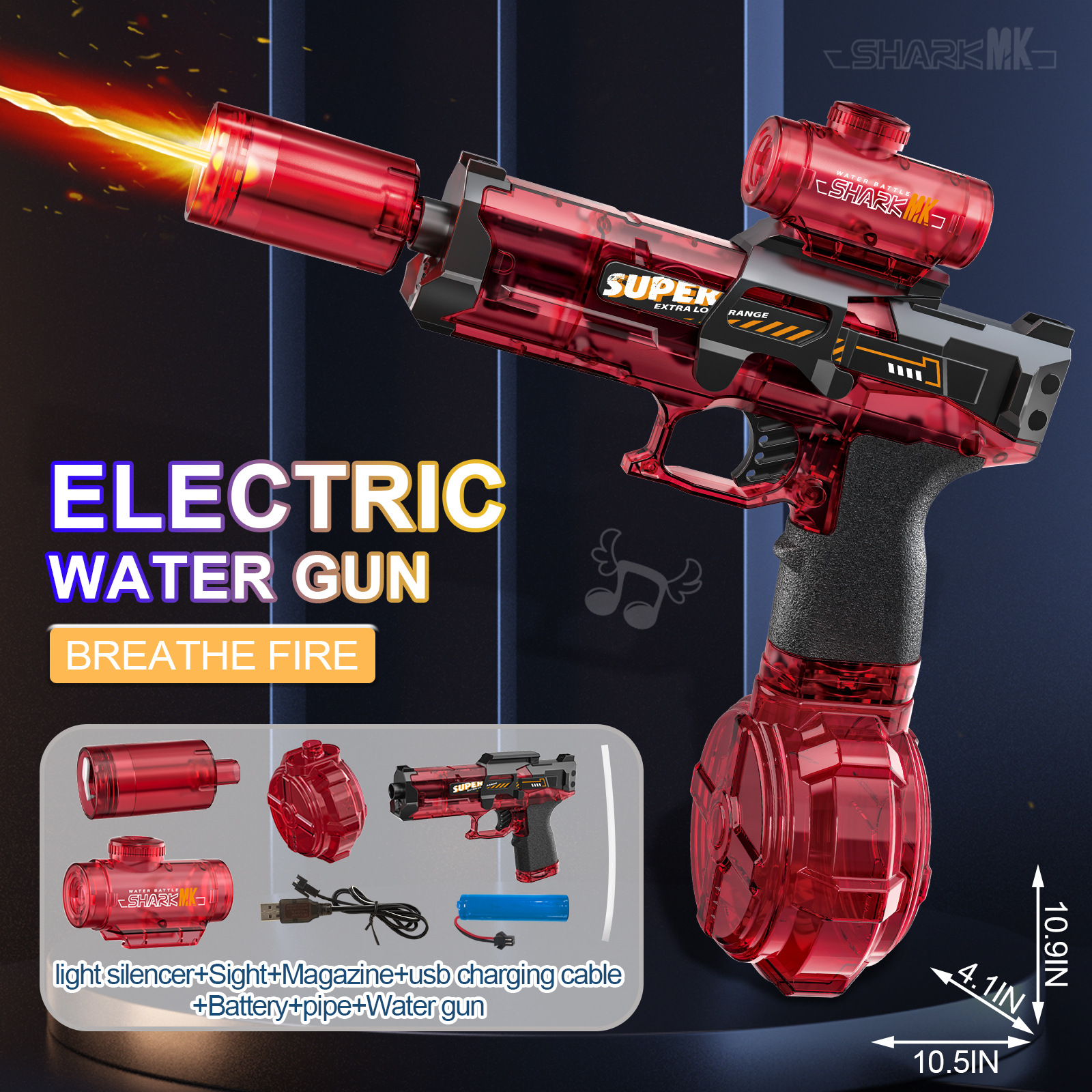 Electric Water Gun With light Sprays Flame Effect Continuously High-pressure Powerful Outdoor Water Gun Toys pistolet na wode