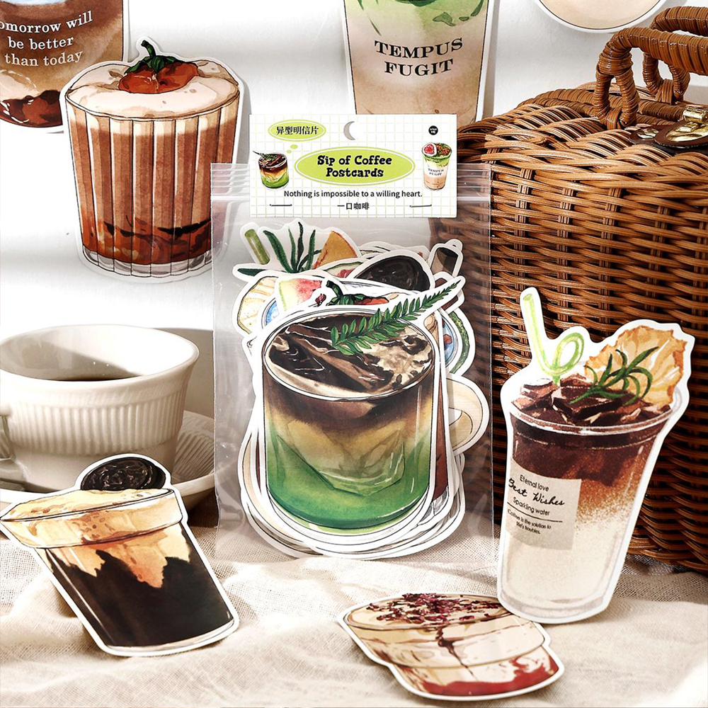 Mr. Papier, 15 teile/beutel, eine Tasse Kaffee themen orientiertes Karten papier, geeignet für Lesezeichen Collage Dekoration Broschüre