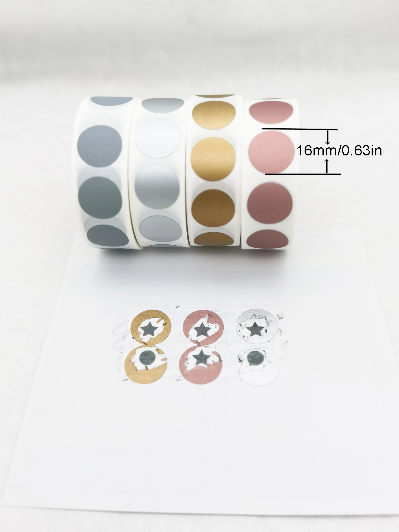 1000 Uds pegatina para rascar 16*16mm Color rosa plateado en blanco para cubierta de código secreto juego en casa pegatina para rascar boda