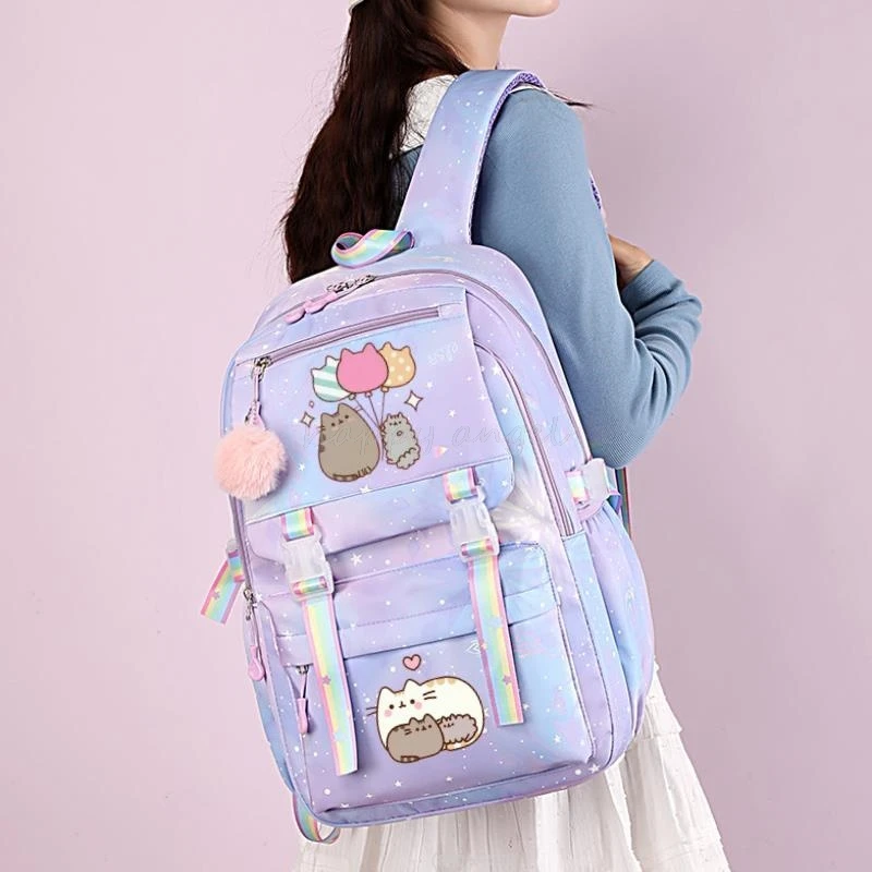 ใหม่ Fat Cat กระเป๋าเป้สะพายหลังการ์ตูนสําหรับโรงเรียนนักเรียนหญิงกระเป๋าหนังสือแล็ปท็อปกระเป๋าเป้สะพายหลังคอมพิวเตอร์ Lady Multipocket กระเป๋าเดินทาง