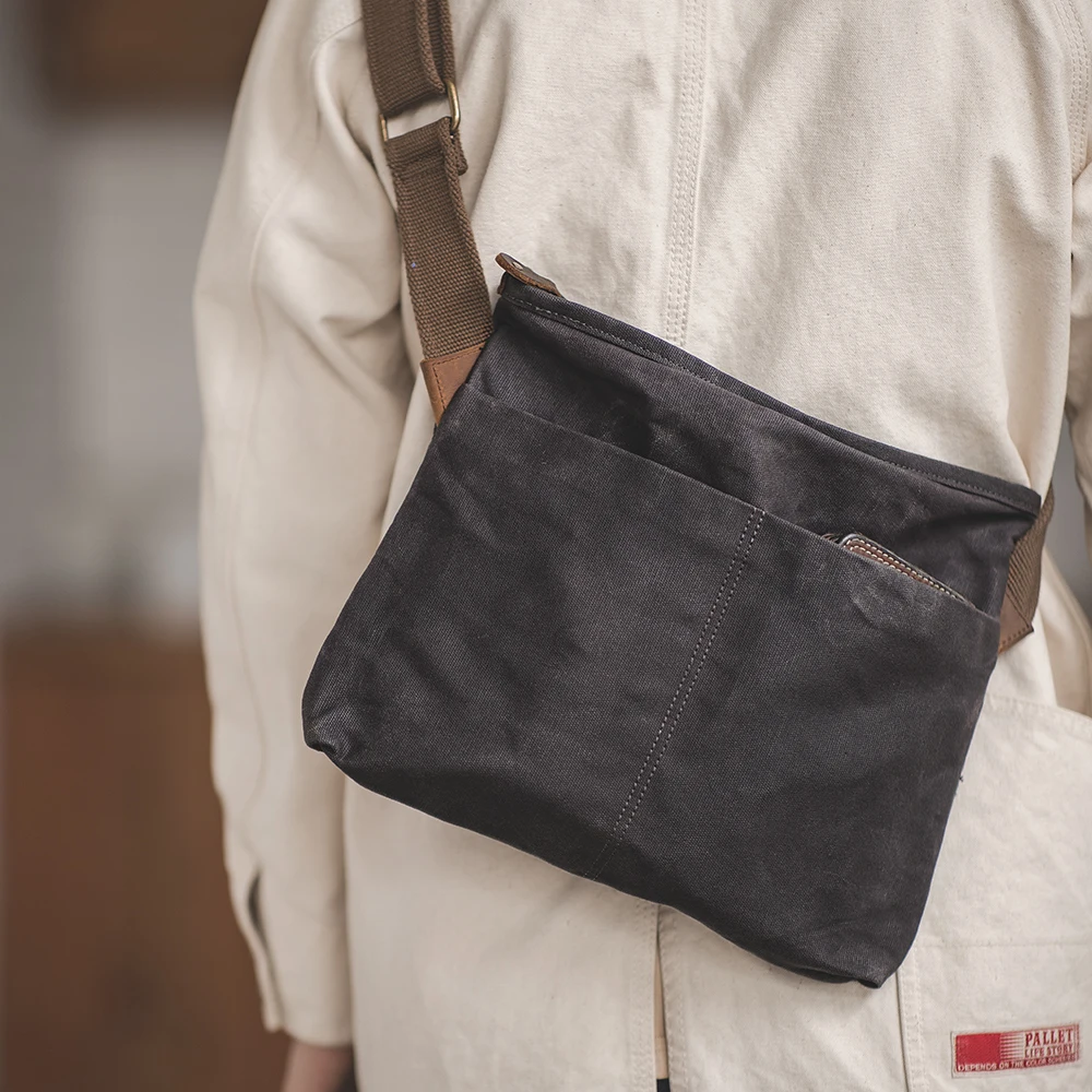 Maden Retro ไหล่ 16oz น้ํามันขี้ผึ้งกระเป๋า Commuter Postman สวมใส่เก่ากันน้ําปรับผ้าใบกระเป๋าสําหรับชาย
