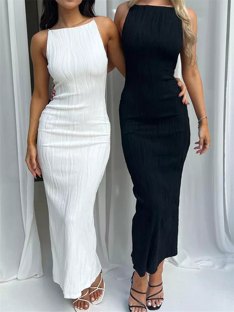 Sexy Frauen Langes Kleid Geraffte Ärmel Schlank Solide Sommer Party Zurück Split Kleid Clubwear Weibliche Vestido Outfits