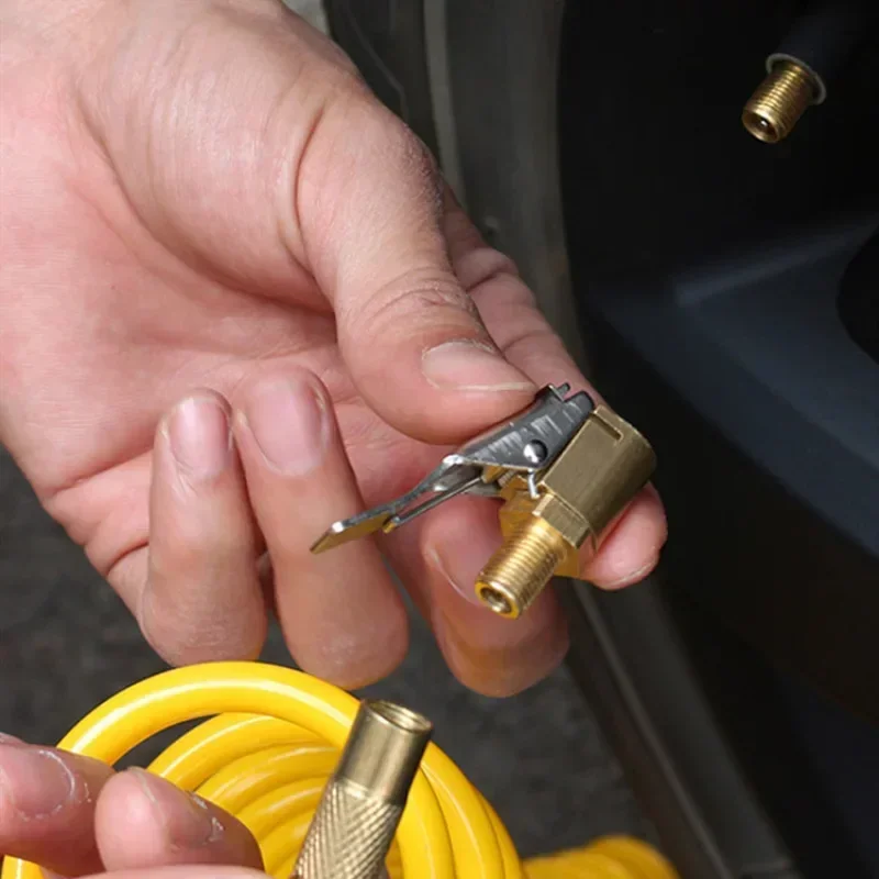 Draagbare opblaasbare pomp voor autoband Air Chuck Inflator Pompventiel Connector Clip-on Adapter Auto Messing 6/8mm Tyre Wheel Valve