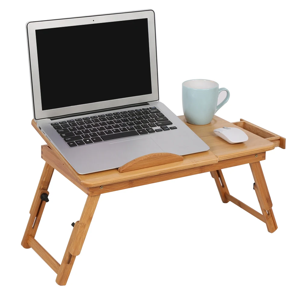 Adjustable Bamboo Rack Shelf Dormitory Bed Lap Desk Two Flowers Book Reading Tray Stand Bed Lap Desk Adjustable Laptop Stand